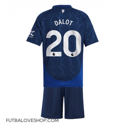 Dres Manchester United Diogo Dalot #20 Preč pre deti 2024-25 Krátky Rukáv (+ trenírky)